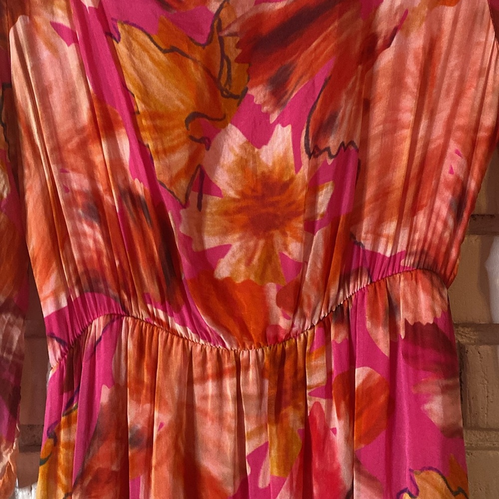 Lara G silk blend floral ruffle maxi dress MADE IN ITALY - Picture 3 of 11